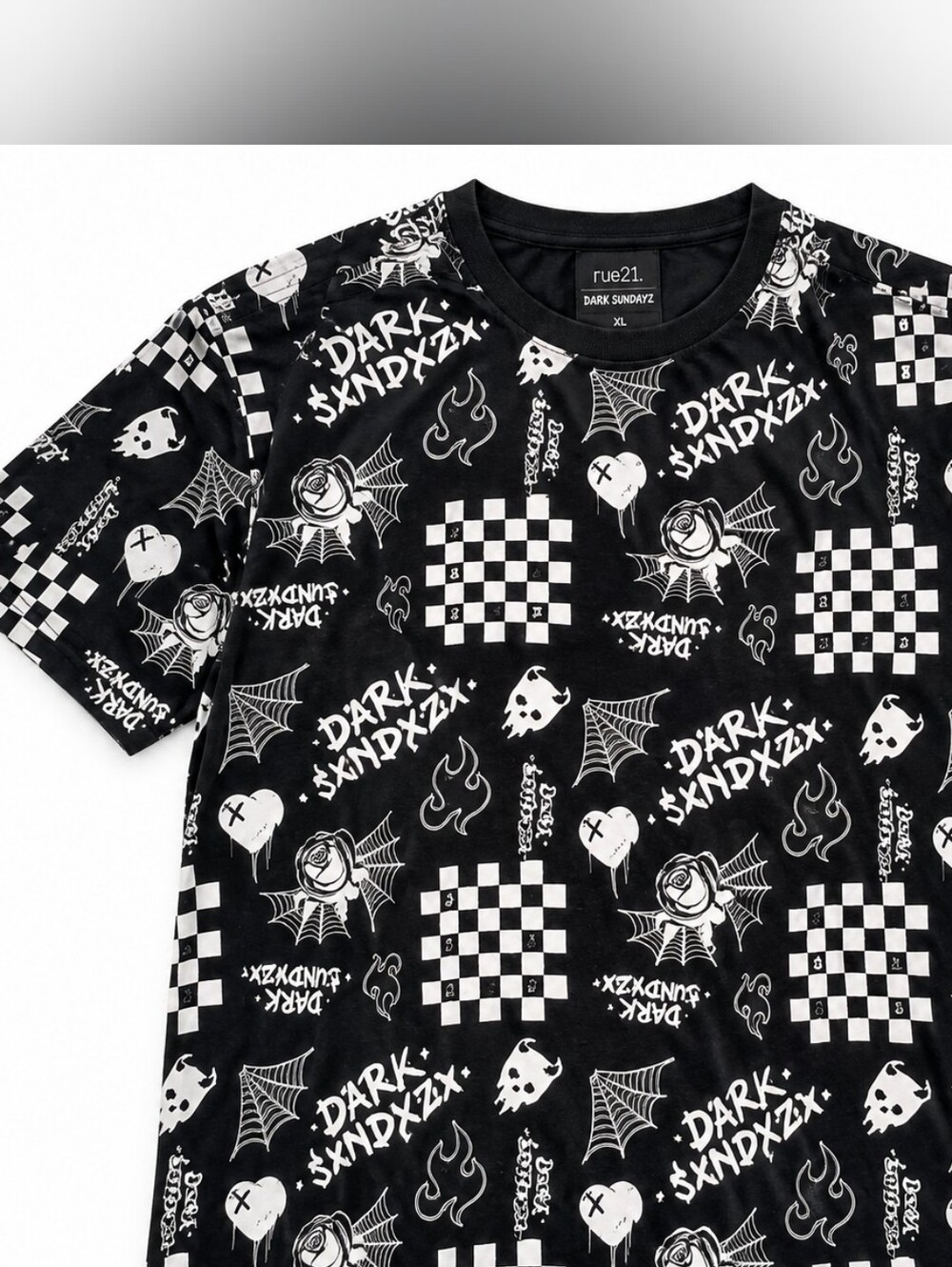 Rue21 x Dark Sundayz Graphic T-Shirt Men's XL Black Goth Emo